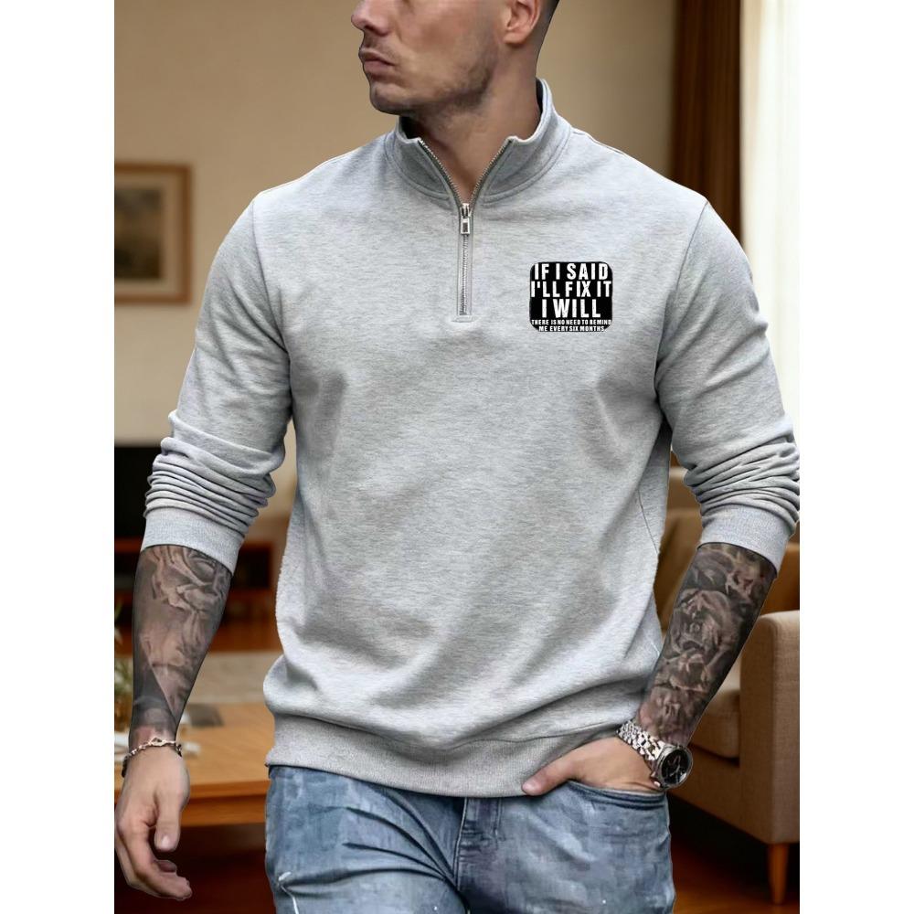 Provide Printed Men s Fashionable and Comfortable Zippered Tops, New Long Sleeved Polo Shirts, and Home Wear S серый