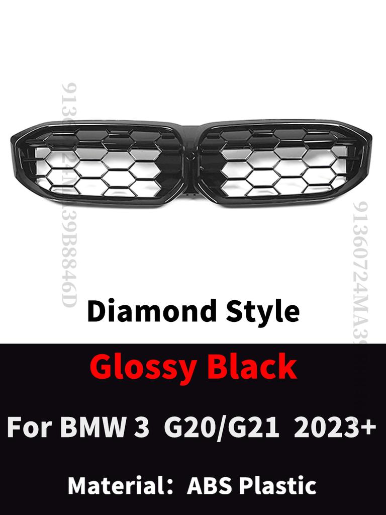 Front Kidney Double Slat Diamond Grille Grill Center Grid Mesh Tuning Part For BMW 3 Series G20 G21 LCI 2025 330i 320d M340i