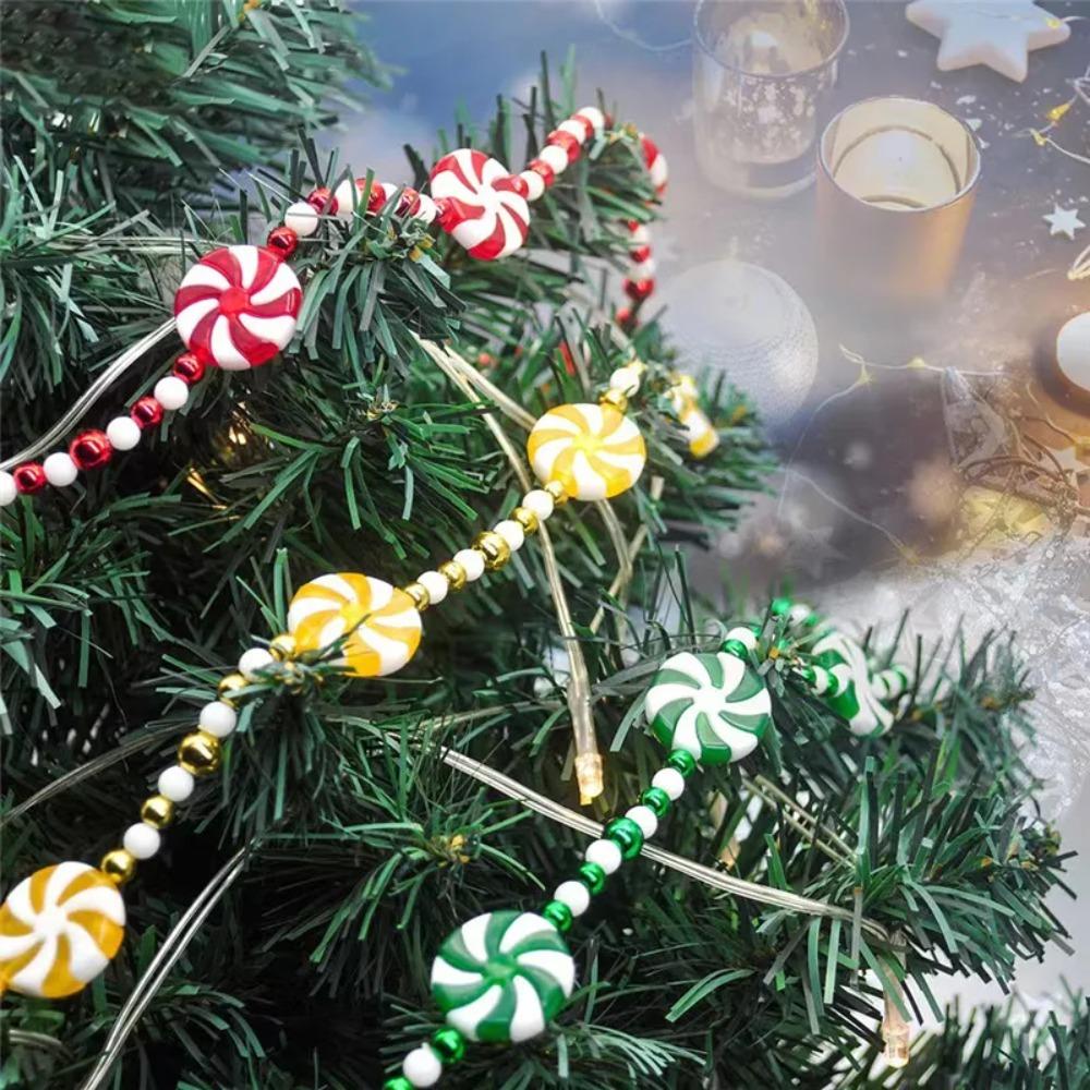 Acrylic Christmas Peppermint Bead String Lollipop Wreath Candy Pendant  Kids