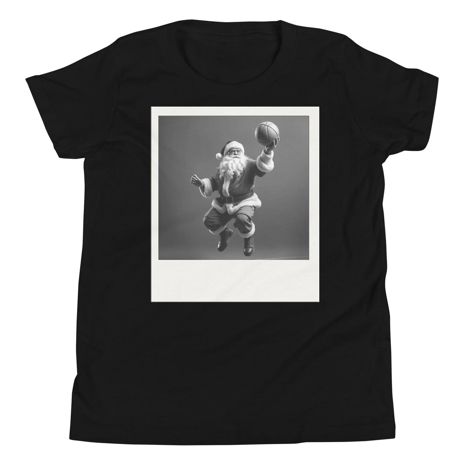 Santa Playing Basketball Xmas Funny Christmas Pajama Youth T-Shirt 100