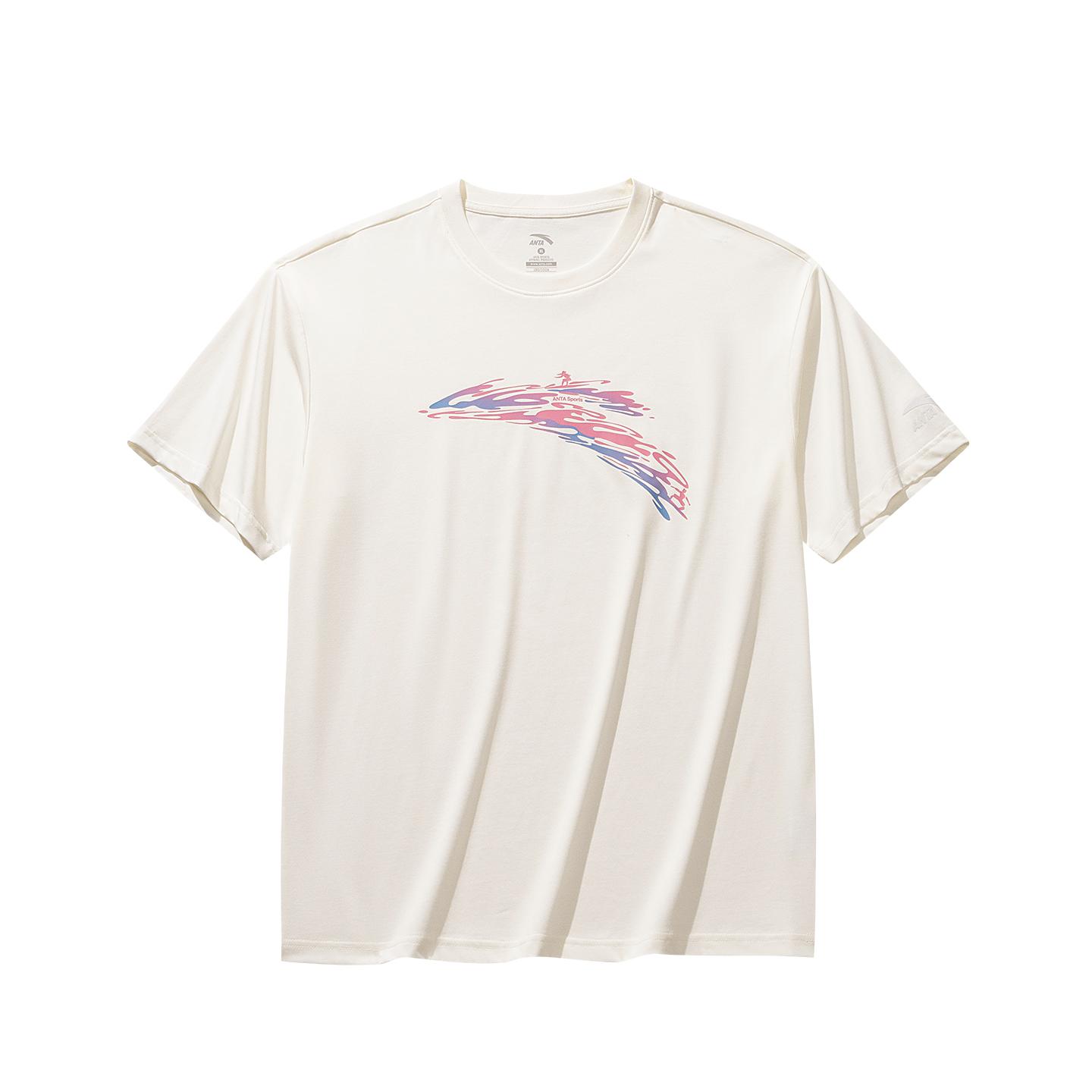 

Anta Classic Logo Print American Graffiti Casual Fashion Loose Comfortable Breathable Sweat-Absorbing Knitted Short Sleeve T-Shirt 952628105-5 S