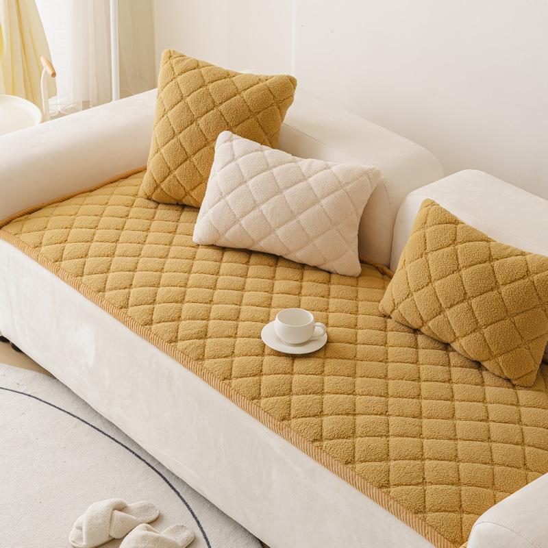 Autumn And Winter Sofa Cover Fabric Solid Anti Slip One-Piece Laying Straight Row Sofa Cushion Cover Skin Friendly And Versatile