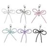 Elegant Bowknot Keychain Charm Silver Heart Pendant Woman Accessories Fashion Bag Charm Beaded Key Pendant for Key Bag