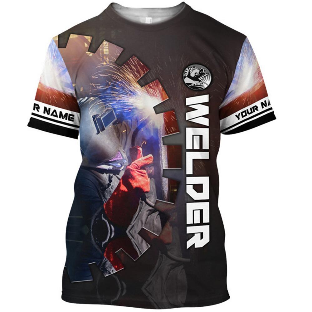 Módní tričko s 3D potiskem pro muže Elektrikář Uniforma Volný čas Tričko s výstřihem do O Vintage Hip Hop Harajuku Topy s krátkým rukávem