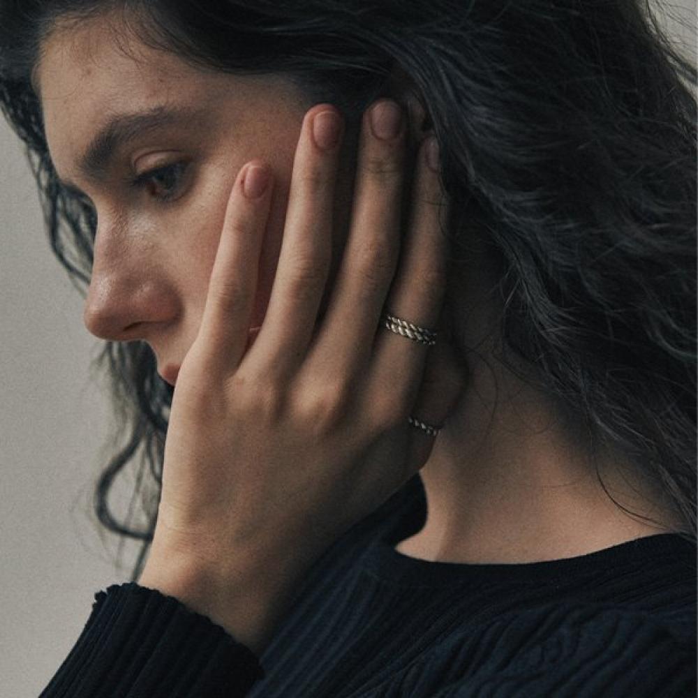 Verte 925 Silver Ring cinq.Silver.213   Epais Bout  Silver 