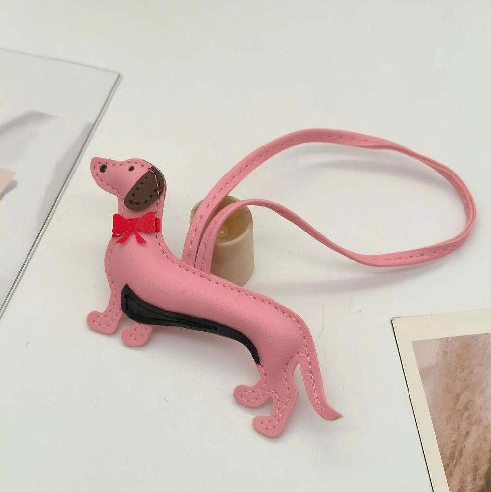 Eco-Friendly Leather Sausage Dog Keychain Ornament