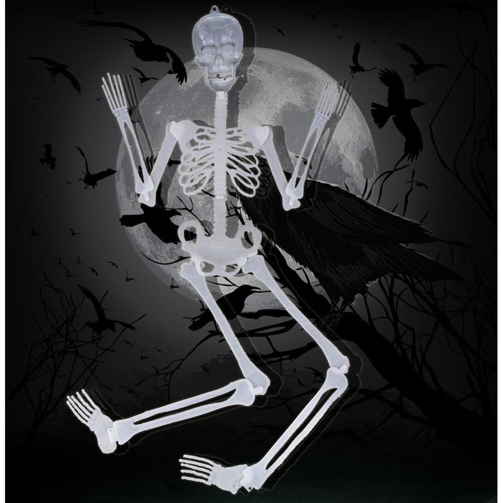 90cm Halloween Luminous Skeleton Hanging Flexible Joints Skeleton Outdoor Crazy Scary Hanging Props