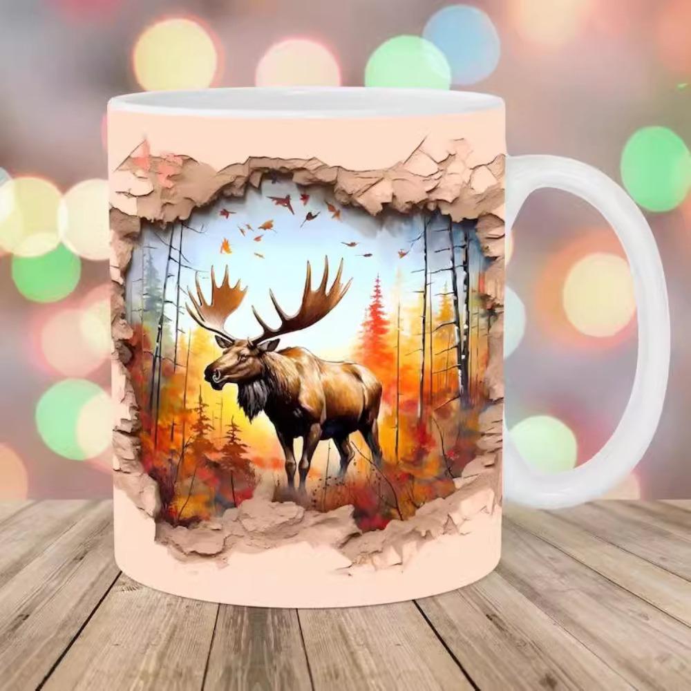Moose Elk Ceramic Coffee Mark Cup Tea Cup New Year Christmas