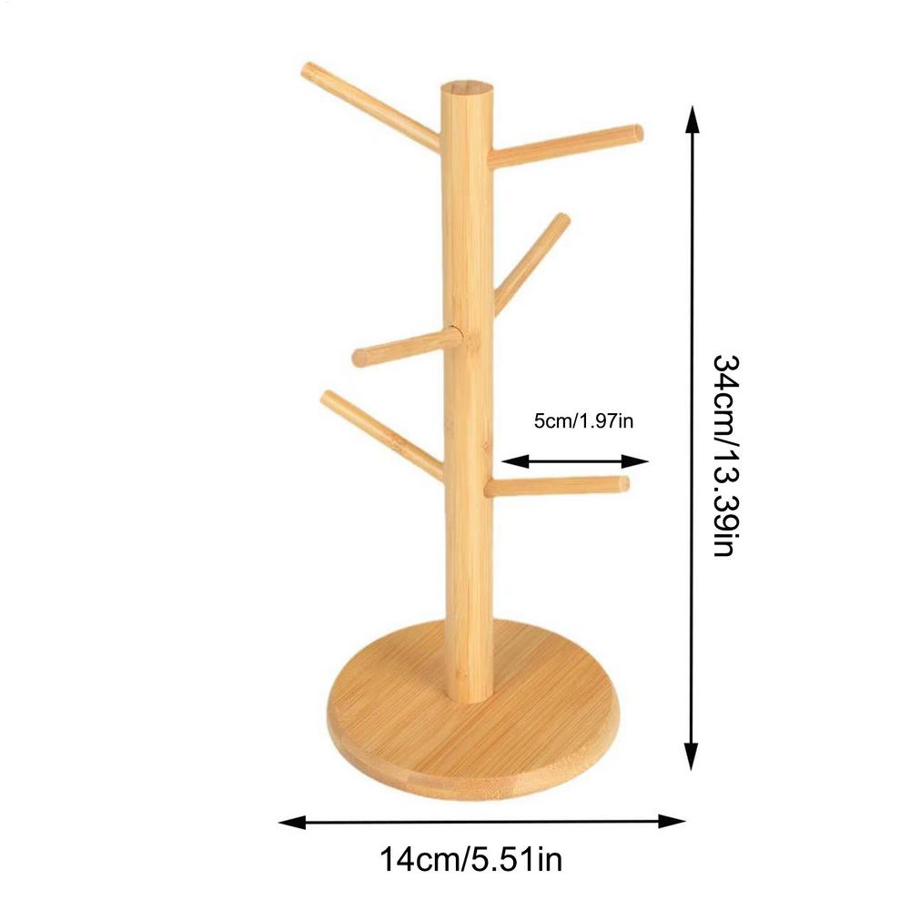 

6-Hook Coffee Mug Tree Holder - Space-Saving Cup Hanger for Kitchen & Bar - Durable Storage Organizer for Home, Restaurant
