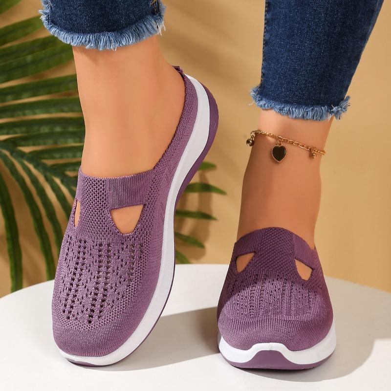 Женские модные кроссовки Дышащие вязаные кроссовки Низкие повседневные туфли 35 фиолетовый 1127₽