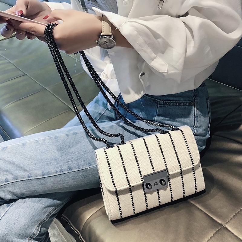 

New Bag for Women, Trendy Korean Version Canvas Crossbody Bag, Chic Chain Shoulder Small Square Bag белый