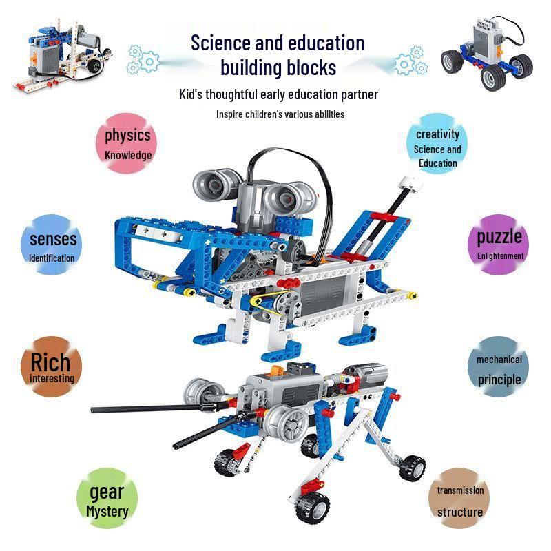 Educational Gear Mechanical Electric Robot: Lego-Compatible Screenless Programming Building Blocks