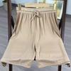 GMXIA Plus Size Women's Shorts Quarter Pants Women's High-waisted Ice Silk Pants Loose Women's Summer Casual Straight Leg Shorts