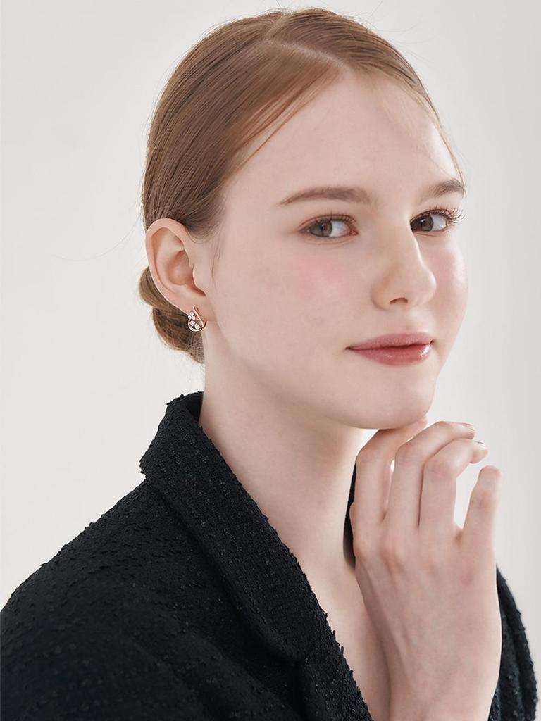 [ELLE Jewelry] 14K GF Water Drop One-Touch Cubic Earrings ELGPEE548
