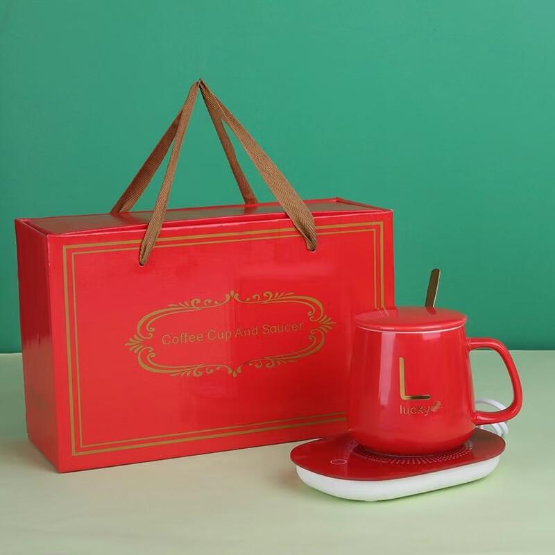 Керамическая кружка с подогревом и подставка-подогреватель, подарочный набор