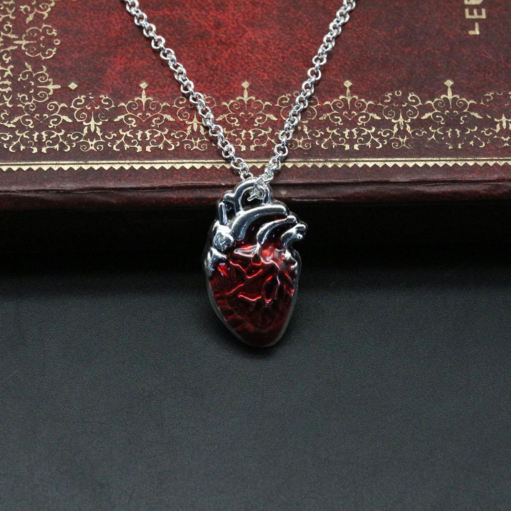 Y2K Gothic Style Red Heart Pendant Necklace Halloween Party Favors Ornament Punk Hip Hop Jewelry Gift For Men And Women