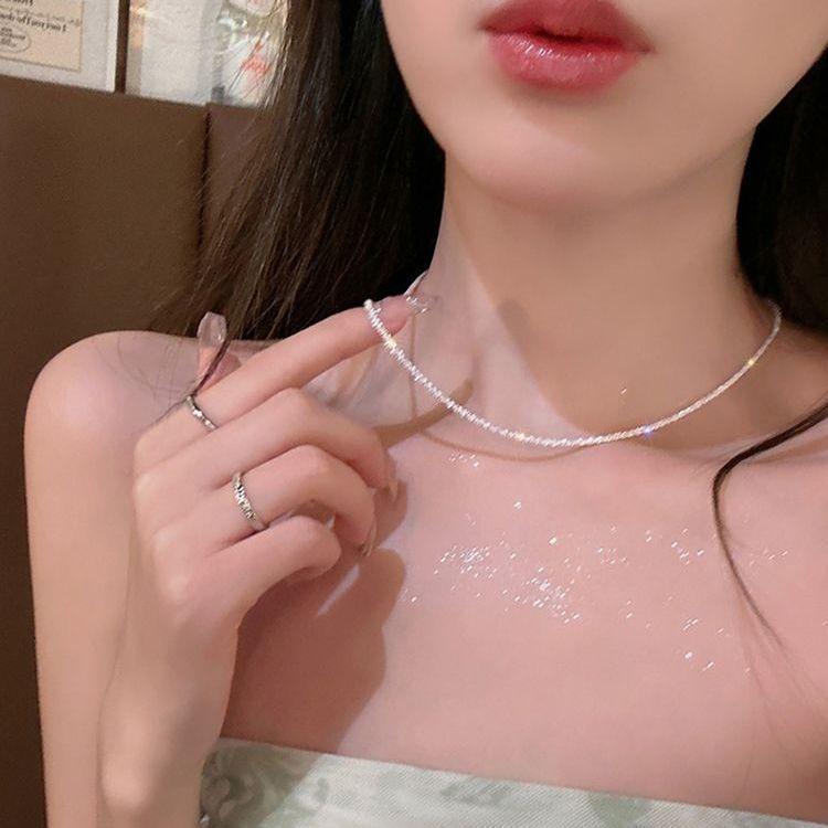Super Sparkling Necklace Women's New Trendy Sweet Cool Neck Chain Niche Internet Celebrity Collarbone Chain