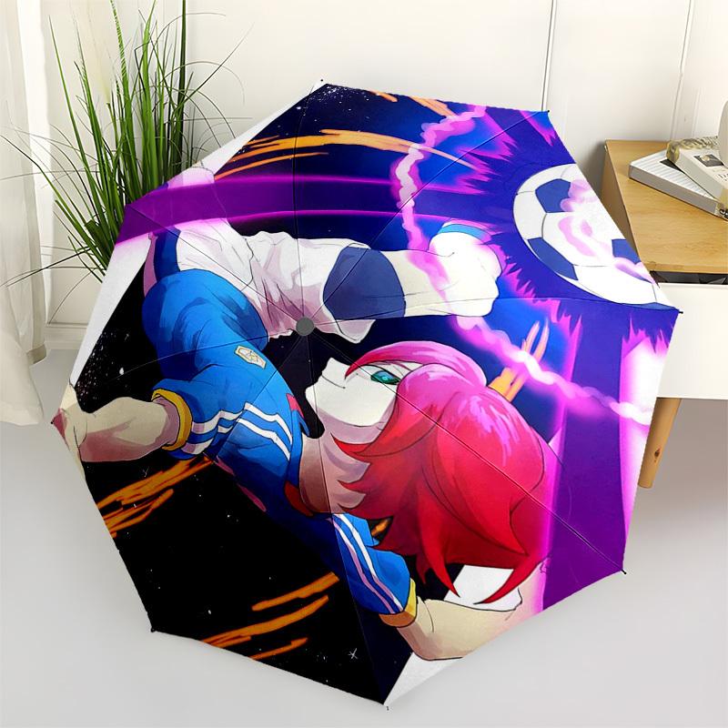 

1pc Anime Character Soccer Star Automatic Opening/Closing Outdoor Umbrella - Portable 3-Fold Design with Iron Frame, Perfect for Outdoor Enthusia