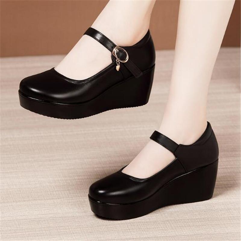 Fashion Size 32-43 Women's Shoes Platform Wedge 2024 New Women's Spring Shoes High Heel Fashion Mid-aged Shallow Mouth Mother Shoes