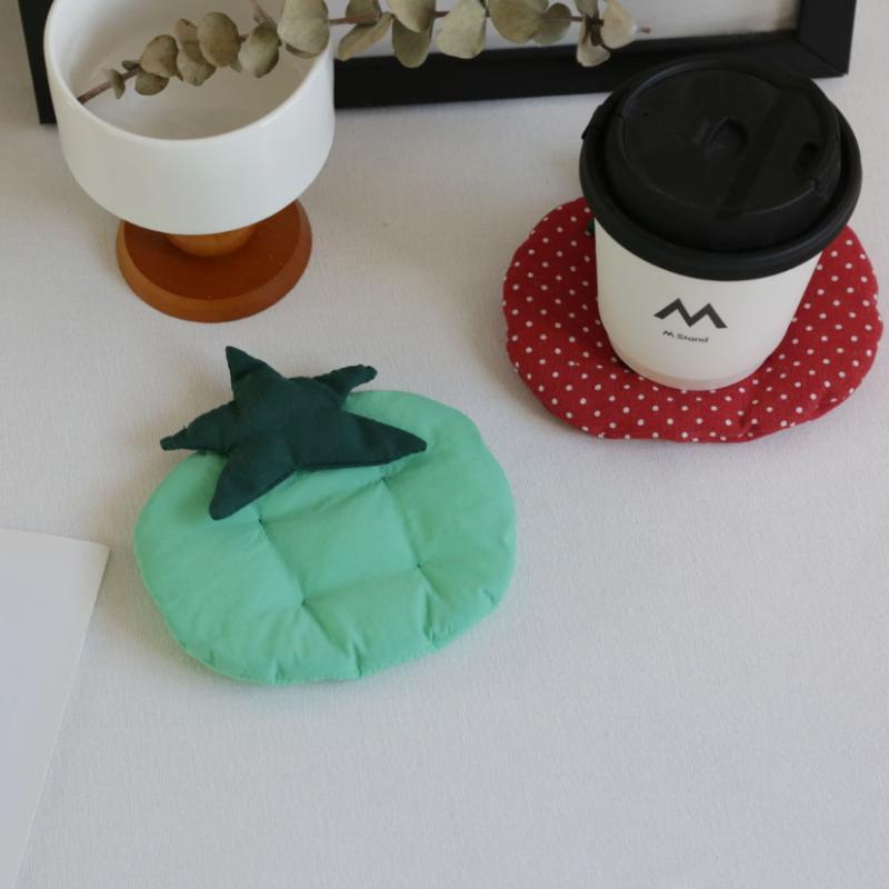 Tomato Shape Coasters, Cotton Filling, Insulated Heat Resistant Coffee Coasters, Table Decoration