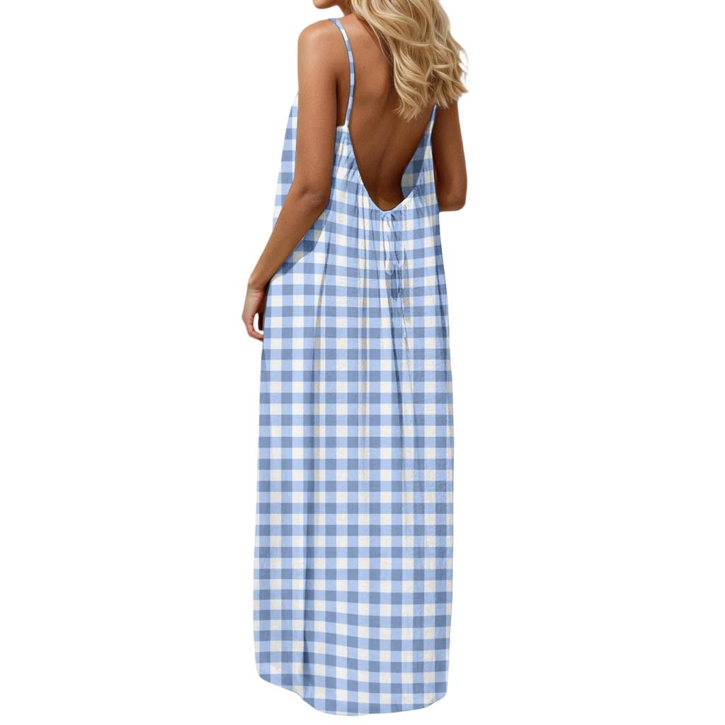 Women's casual fashionable striped checkered printed dress