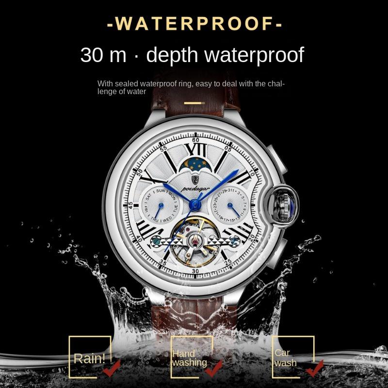 Top brand new mechanical watch men's waterproof automatic tourbillon luminous fashion temperament watch