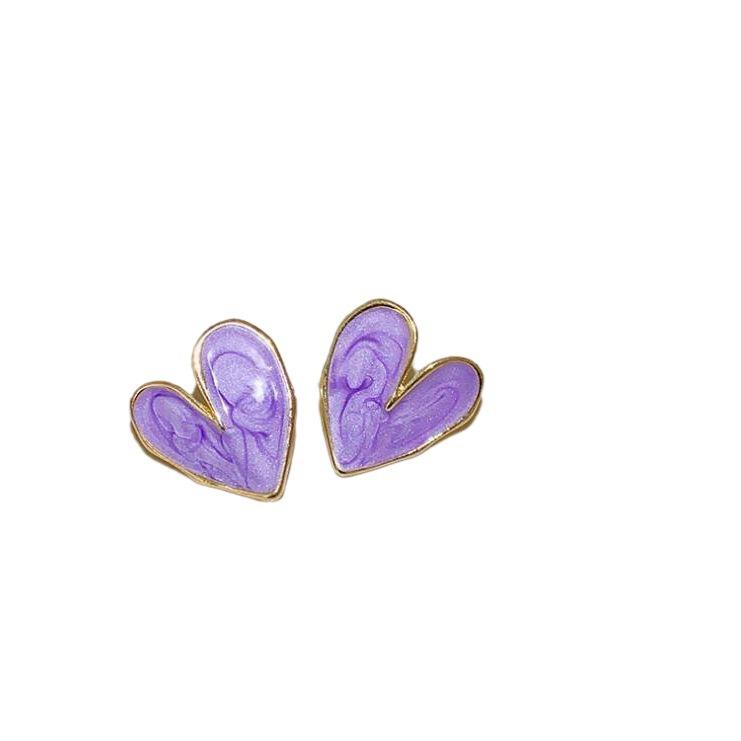 Dropping Oil Irregular Love Fashion Fresh Cream Light Luxury High Grade Design Sense Earstuds Fashion Women's Jewelry Gifts