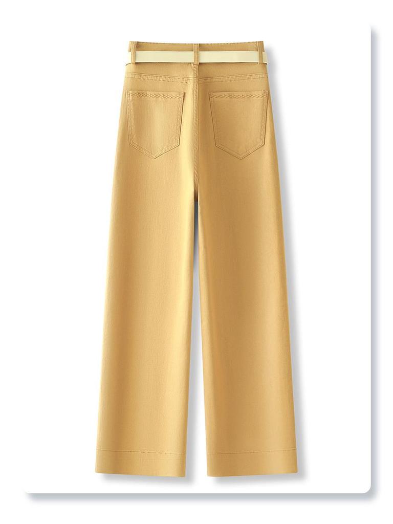 2025 Women's Yellow High Waist Straight Leg Jeans - Slimming, Cropped, Loose Fit for Spring/Autumn
