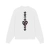 Relaxed Fit Cotton Sweatshirt With Heart Print Long Sleeve Crew Neck Fleece Lined Unisex Winter Casual Top
