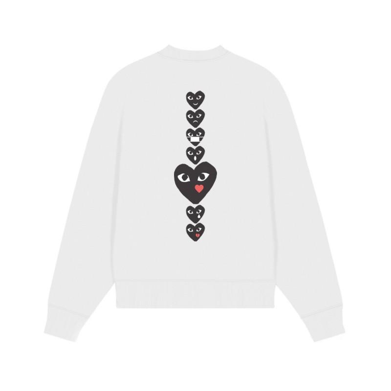 Relaxed Fit Cotton Sweatshirt With Heart Print Long Sleeve Crew Neck Fleece Lined Unisex Winter Casual Top