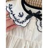 Ins New Stylish Embroidered Lapel Romper for Baby Girls, Autumn Clothing, Thin Long-Sleeve One-Piece Crawling Suit for Infants