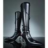 Autumn Special Heel Spice Girl High Heel Boots Pointed Toe Metal Buckle Side Zipper No Knee High Leather Boots