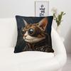 1pc Steampunk Cat Design Pillowcase, Soft And Comfortable Polyester Short Plush Fabric, Single-Sided Printing, Multi-Size Options: 45.72X45.72 Cm 40.6