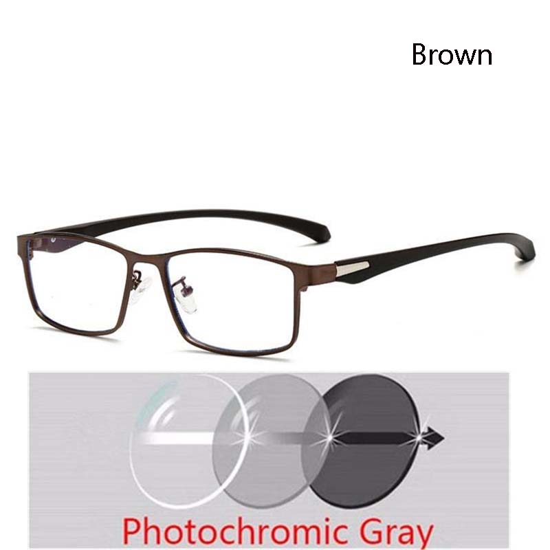 Full Frame Square Myopia Glasses Metal Anti Blue Light Prescription Spectacles 0 To 6 0 Degrees For Men Women