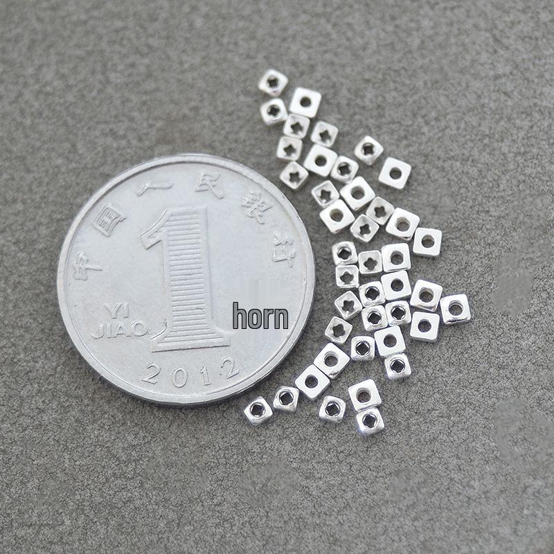 925 Sterling Silver Crushed Square Spacer Beads Women's DIY Bracelet Accessory.