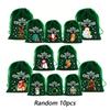 10 Stück Frohe Weihnachten Samtbeutel Grün Kordelzugbeutel Süßigkeiten Geschenktüte Schmuckverpackungsbeutel Weihnachten Neujahr Partyzubehör