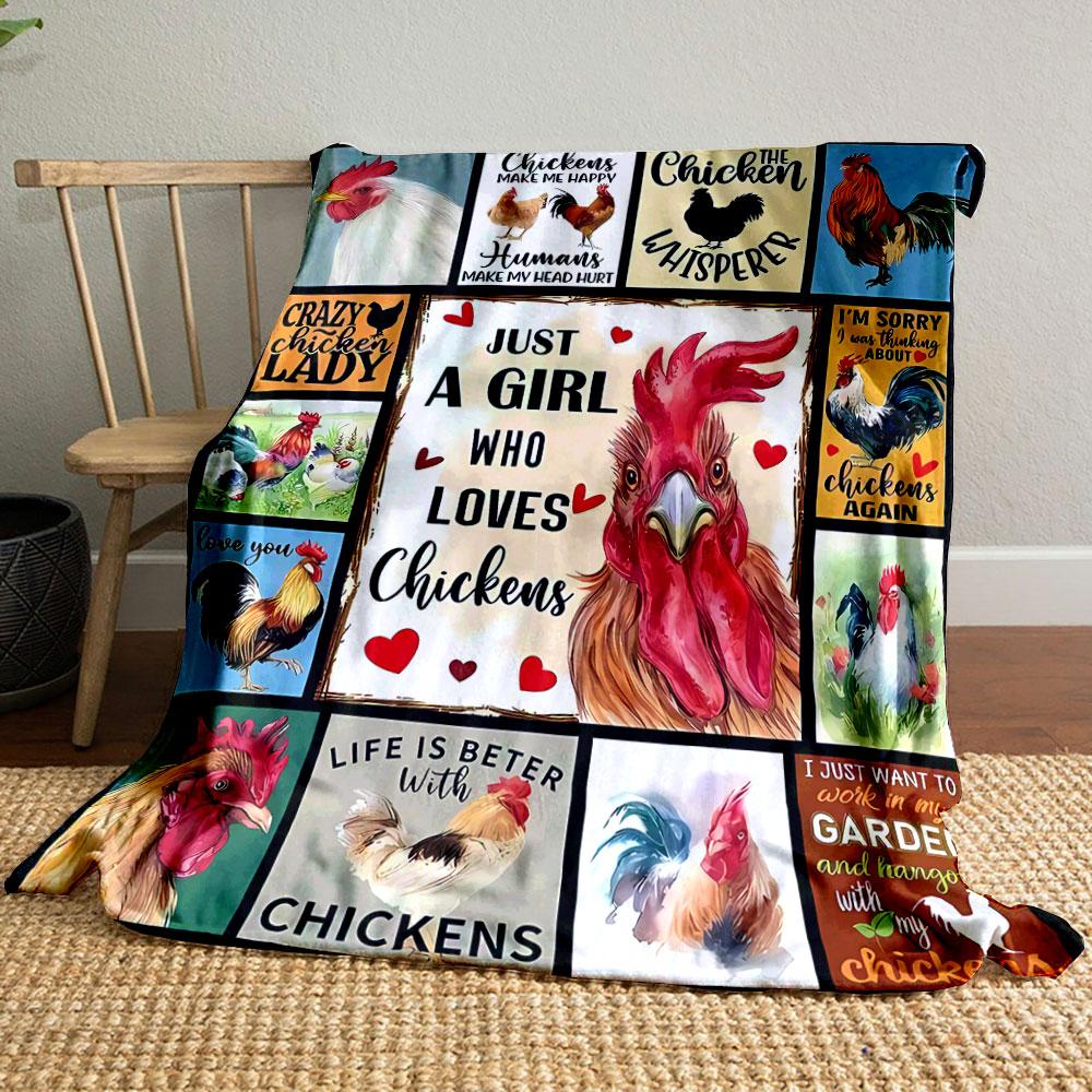 

Just A Girl Who Loves Chickens Collage Style bedroom Blanket for Livingroom Couch lunch break Soft throw for Friend s festival Gift 80cm x 120cm