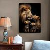 Large Lion Family Warm Wildlife Nature Lover Canvas Painting Poster Print Wall Art Room Home Living Room Wall Decor Art Unframed