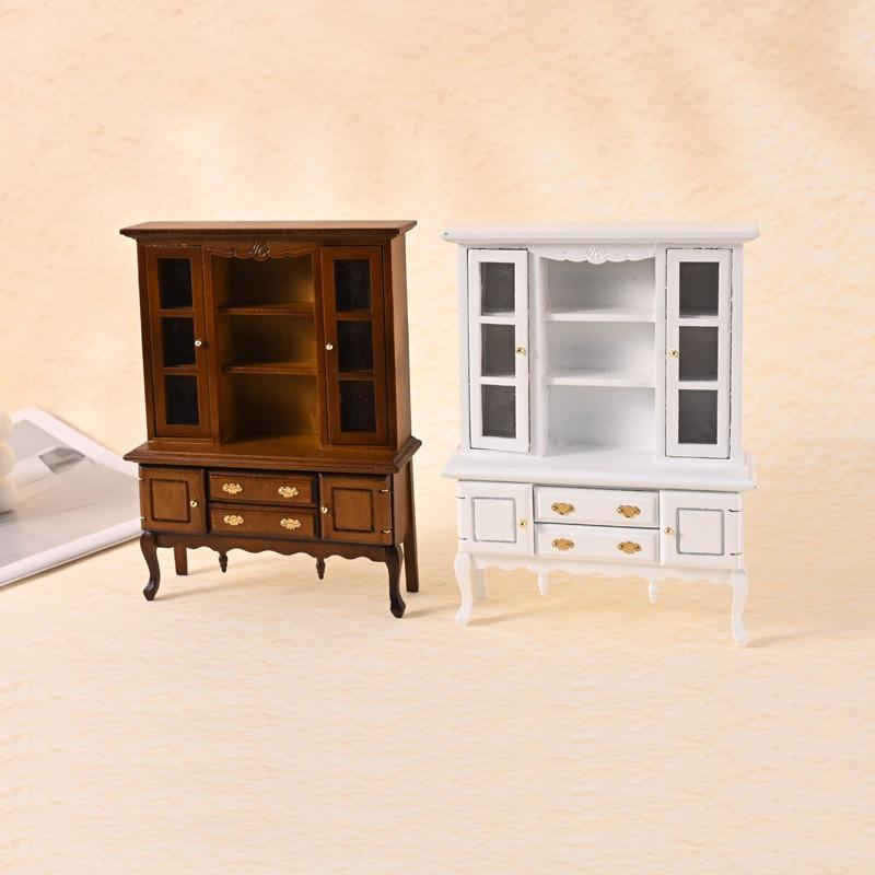 1:12 Scale Miniature Wooden Cabinet Dollhouse Decor Handcrafted Birch Wood Furniture Accessory In Classic American Style