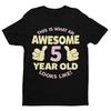 Girls 5th Birthday T-Shirt: Awesome Five Year Old, Pointing Thumbs Design