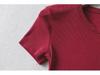 YPFF Summer Women's Solid Color Elastic Thread Basic Short-Sleeve Round Neck Top