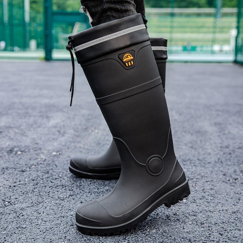 Smash-proof and Stab-proof Labor Protection Rain Shoes Medium Tube Men-large Size Rain Boots Steel Head Steel Sole Safety Labor Protection Water Shoes