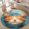 1PC Cat Swimming Office Round Area Rug, Indoor Mat Suitable ForOffice, Under Office Chairs Bedroom Living Room Home Decor, Room Deco G057