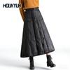 Black Down Cotton Padded Plus Size High Waist Vintage Autumn Winter Casual Loose Long for Woman Skirts Womens Skirt