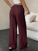 2026 Women's Casual Wide-Leg Pants with Knot Waist and Textured Fabric