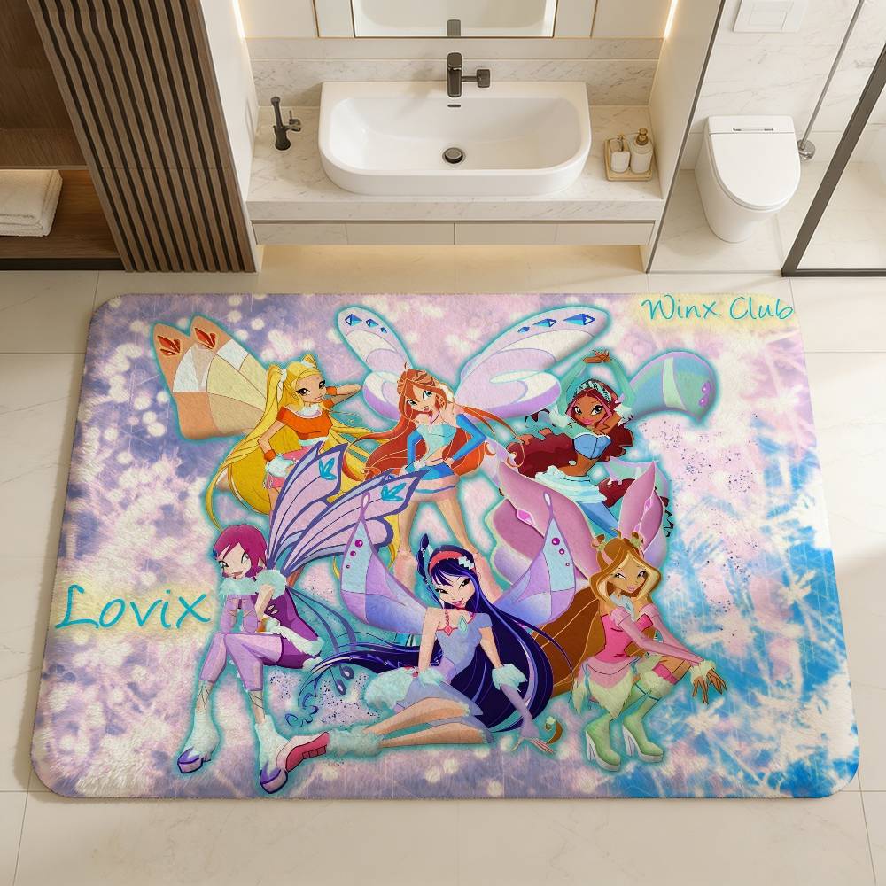 Girl-W-Winx Catoon Clubs Floor Mat Retro Multiple Choice Living Room Kitchen Rug Non-Slip Modern Home Decor
