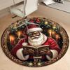 1 Piece Christmas Round Rug Suitable For Living Room Bedroom And Kitchen Home Decoration Room Decoration Gift For Friends And Family