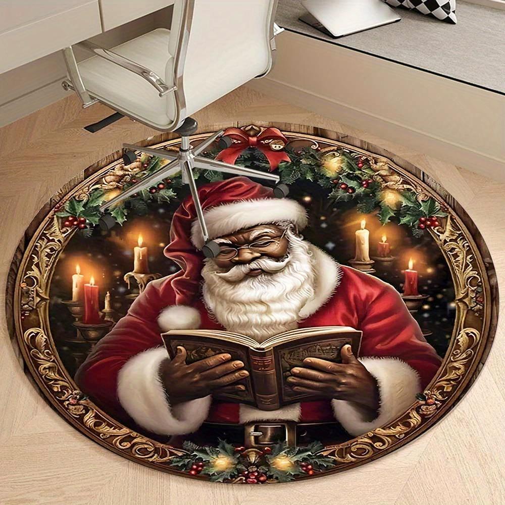 1 Piece Christmas Round Rug Suitable For Living Room Bedroom And Kitchen Home Decoration Room Decoration Gift For Friends And Family
