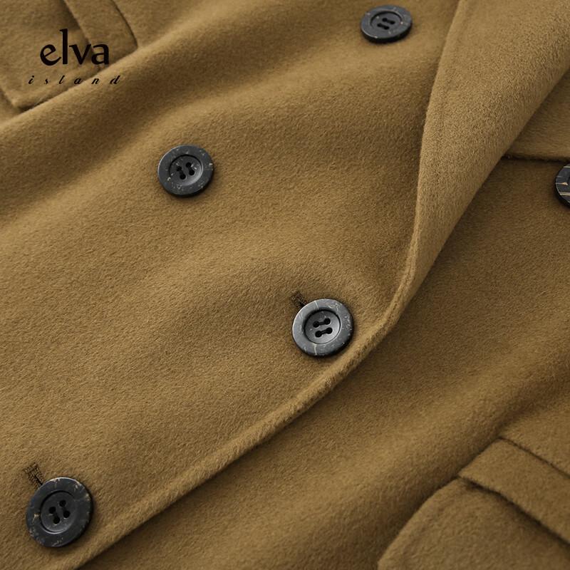 Elva's Island Women's Wool Double-faced Mid-length Coat
