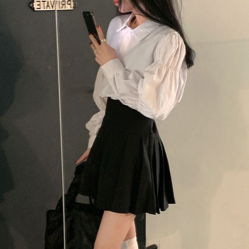 White Shirt Female Spring and Autumn 2024 New French Retro Loose Long-sleeved Blouse